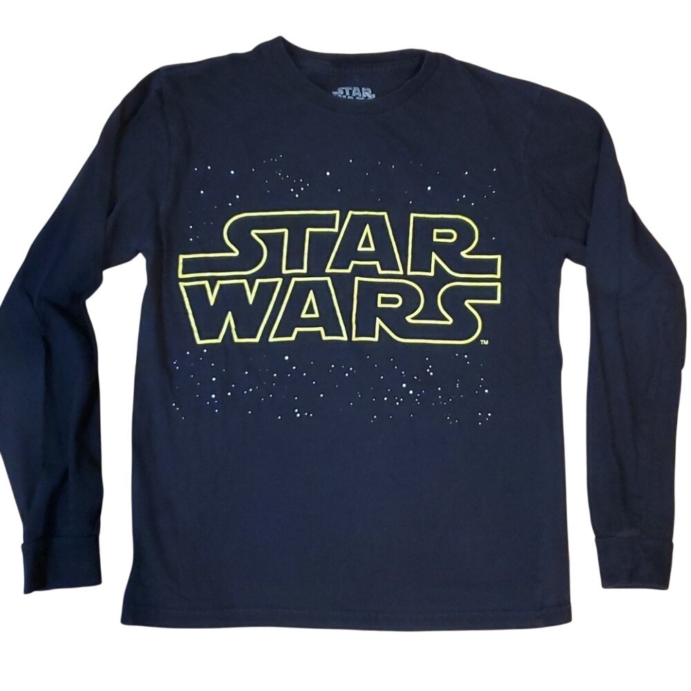 Star Wars Boys Black Long Sleeve Logo Shirt Size‎ Medium